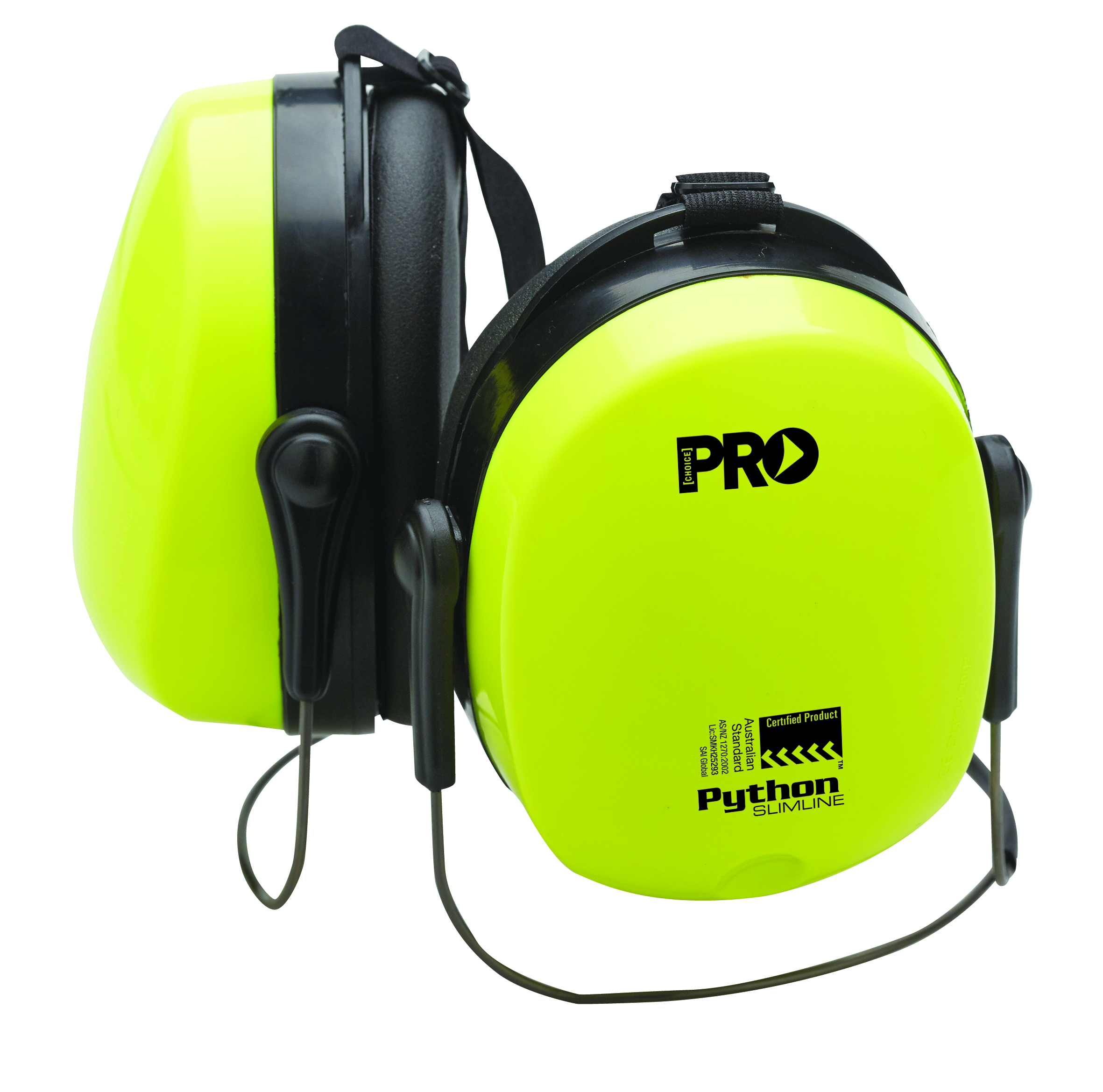 PRO SAFETY PYTHON NECKBAND EARMUFFS - HI VIS YELLOW CLASS 4 - 23DB